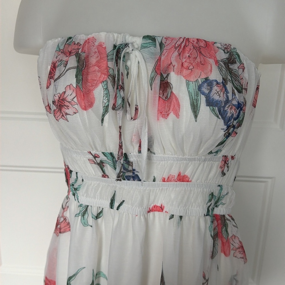 NWT Anthropologie Somerset Strapless Chiffon Maxi Dress in Sz Small - Picture 4 of 16